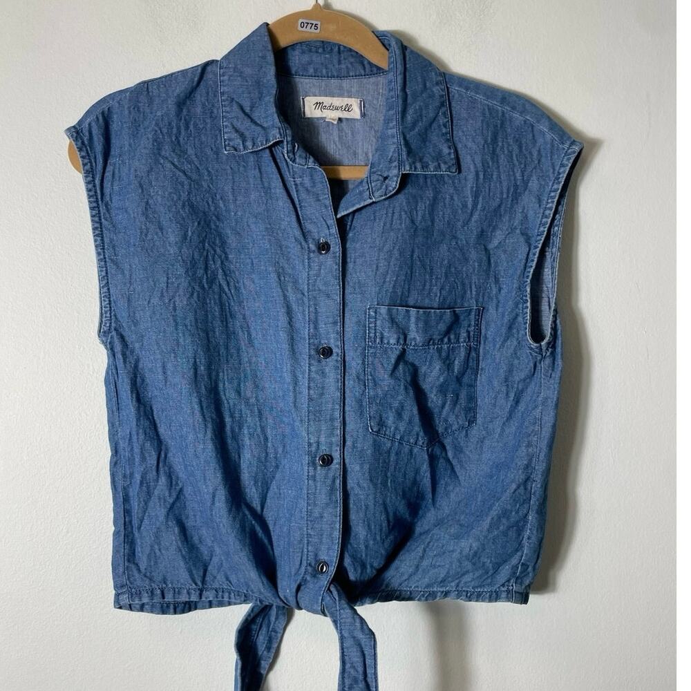 Madewell Denim Blue Sleeveless Button Front Shirt Sz S